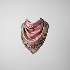 Roberto Cavalli Pink and Animal Print Scarf
